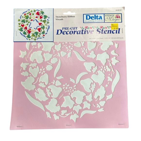 90s Vtg- Stencil Magic Delta Strawberry Ribbon Wreath Border No. 956030011 NWT - Picture 1 of 6